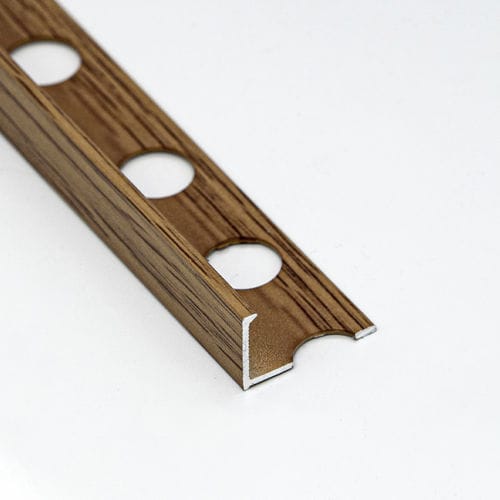 Aluminum edge trim - WOOD L12 - ALUMACER® - outside corner / L / brown