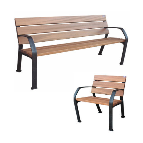 Contemporary public bench - DAWN - Ado urban - wooden / plastic / with backrest