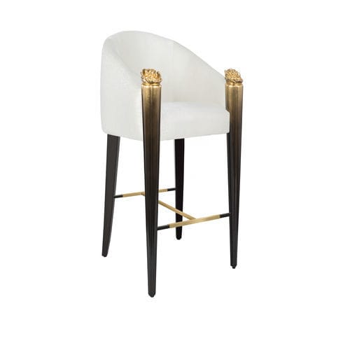 Contemporary bar chair - BLOSSOM - Memoir - indoor / fabric / lacquered wood base