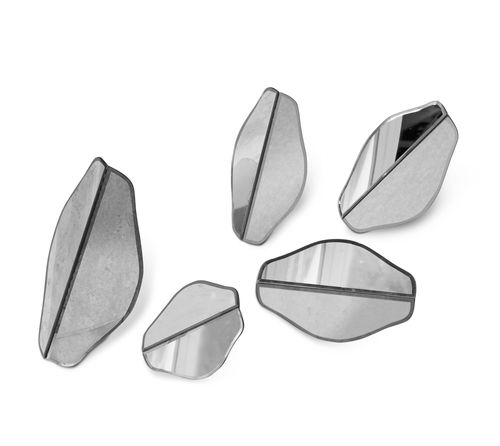 Wall-mounted mirror - VANITY - Memoir - original design / polished stainless steel / silver-colored
