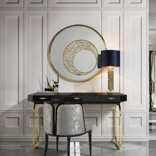 Wall-mounted mirror - GLIMPSE  - Memoir - contemporary / round / polished brass