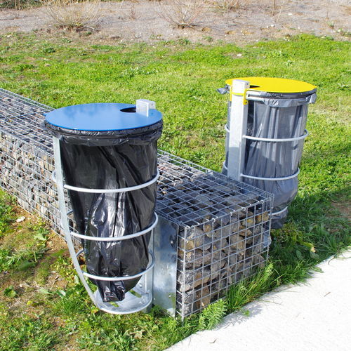 Public trash can - VILLA - ID GABION - L'AGENCE URBAINE - recycling / wall-mounted / fixed