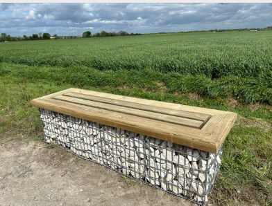 Contemporary public bench - CONTOUR - ID GABION - L'AGENCE URBAINE - galvanised steel / steel / concrete