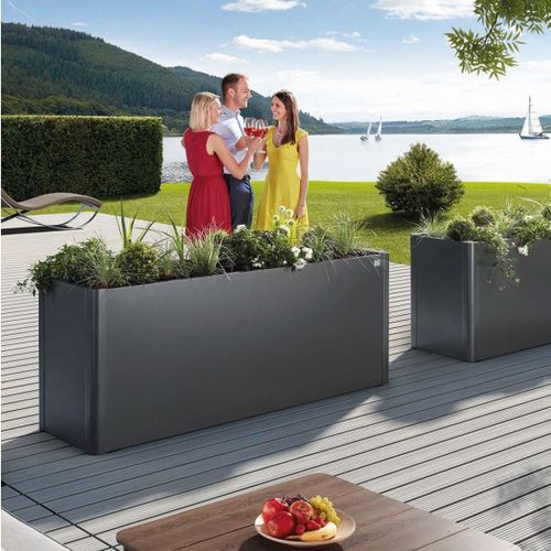 Galvanised steel planter - Belvedere - Biohort GmbH - rectangular / square / L-shaped