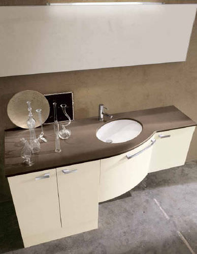 Wall-hung washbasin cabinet - AQ08 - IDEAL BAGNI - oak / contemporary / lacquered