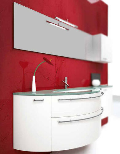 Wall-hung washbasin cabinet - AV09 - IDEAL BAGNI - glass / contemporary / lacquered