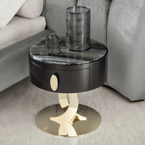 Contemporary bedside table - GASTON - Opera contemporary - wooden / metal / round