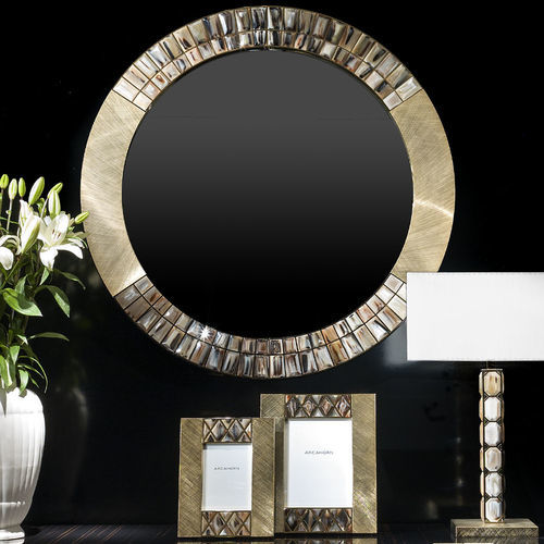 Wall-mounted mirror - ASTRID - Arcahorn - contemporary / round / brass