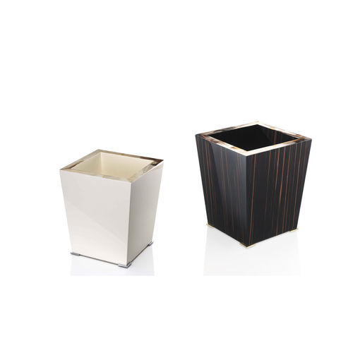 Chrome-plated brass waste paper basket - FEDRO - Arcahorn - lacquered wood