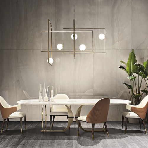 Contemporary table - Convivio - Capital Collection - wooden / marble / metal base