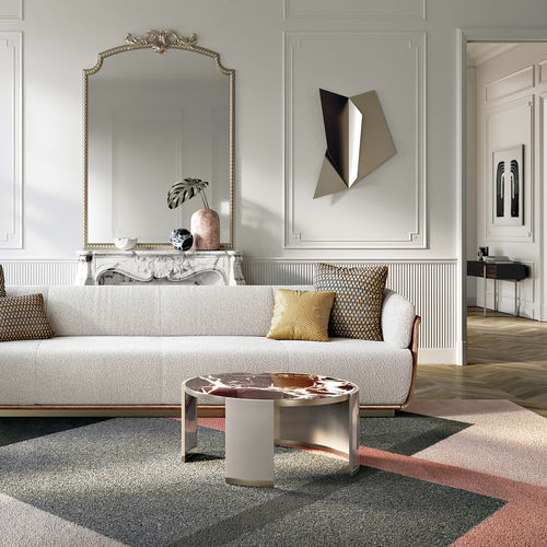Contemporary coffee table - JEWEL .90 - Capital Collection - wooden / marble / leather base