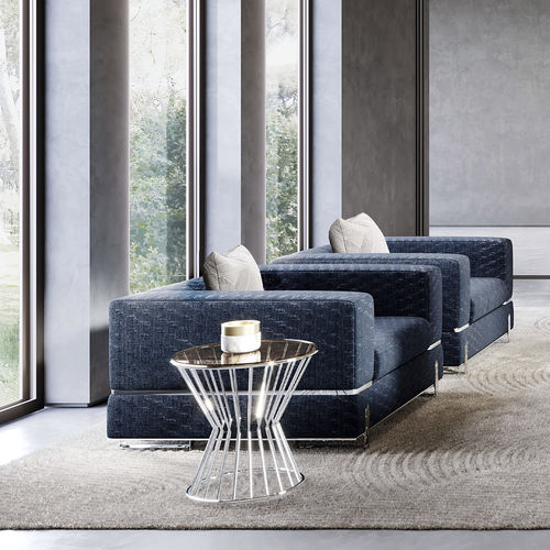 Contemporary side table - KHERO - Capital Collection - glass / metal base / round
