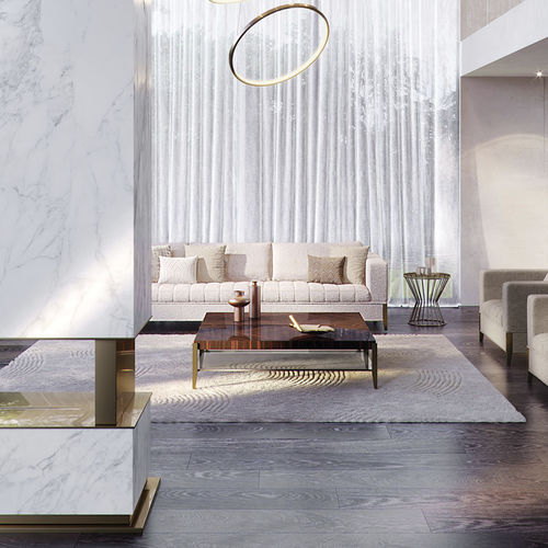 Contemporary coffee table - ALIAS Q - Capital Collection - wooden / glass / metal base
