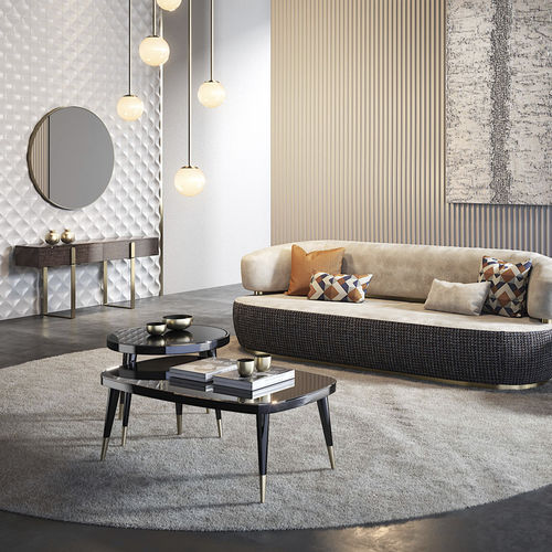 Contemporary coffee table - BLACK TIE D90 - Capital Collection - wooden / glass / metal base