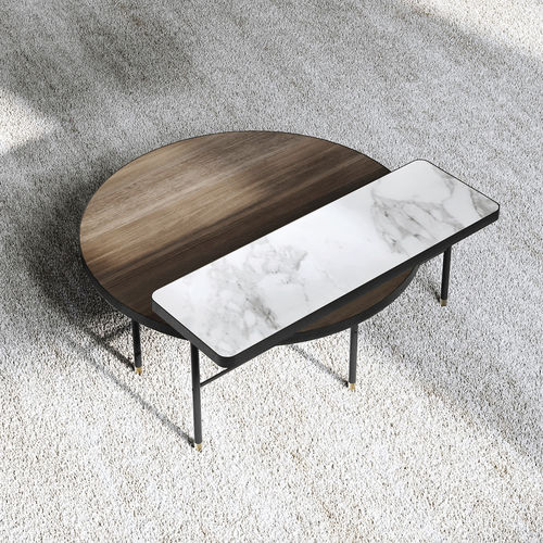 Contemporary coffee table - Parure - Capital Collection - wooden / marble / metal base