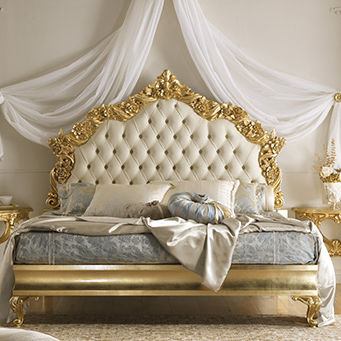 Double bed - VERDI - Casa +39 Arte & Stile - traditional / with upholstered headboard / lacquered wood