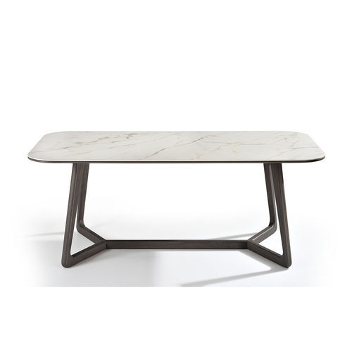 Contemporary table - TOTEM - De-code, Lattas Nik. Spyridon - wood veneer / marble / solid wood base