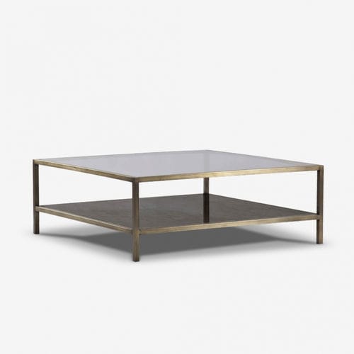 Contemporary coffee table - CHAMPAGNE - Estetik Decor - glass / wooden / leather