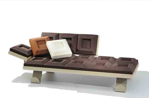 Original design daybed - CIOCCOSOFÀ - Gugliermetto Experience - fabric / wooden / powder-coated steel