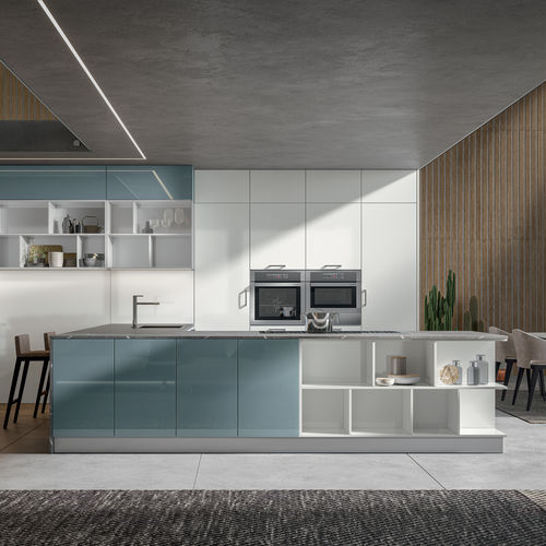 Contemporary kitchen - KLEE  - Home srl - lacquered MDF / glass / island