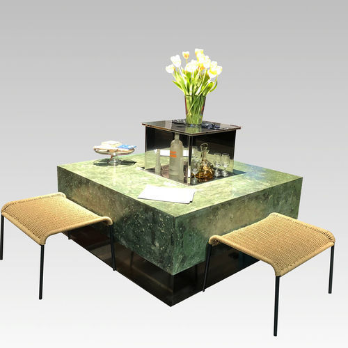 Contemporary coffee table - Hold - Laboratorio Mattoni - steel / stainless steel base / square