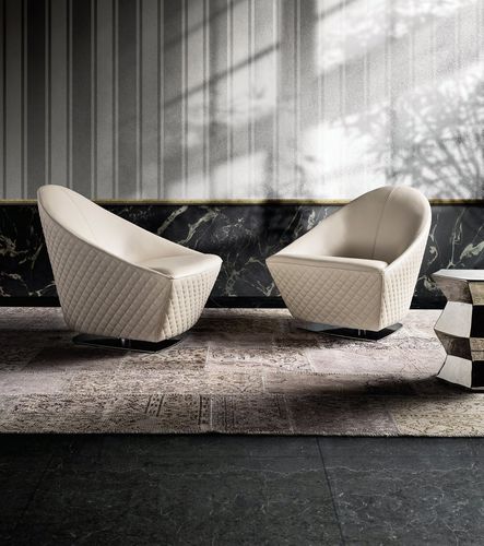 Contemporary armchair - COCÒ - Lof's - Interior - - leather / swivel