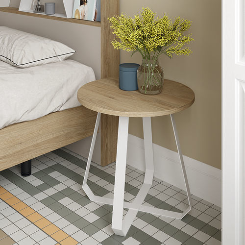 Contemporary side table - Tama - Mobenia - lacquered MDF / melamine / metal base
