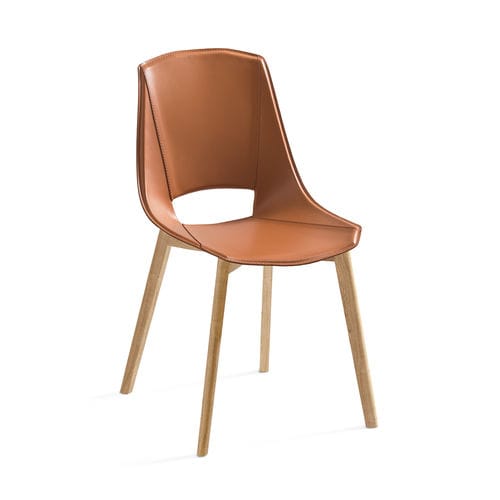 Contemporary chair - EVA 5 - Point srl - indoor / solid wood / leather