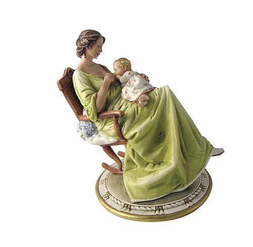 Porcelain sculpture - Mother on rocking chair - Porcellane Principe snc - multi-color / figurative