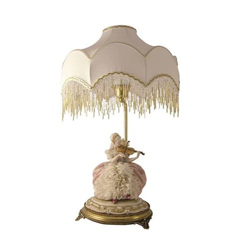 Table lamp - Lady with violin - Porcellane Principe snc - fabric / classic / wireless