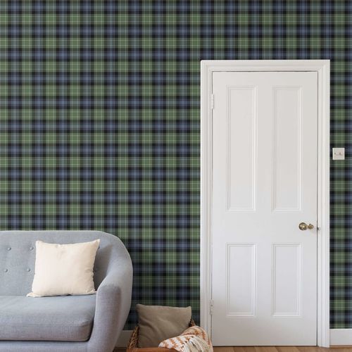 Traditional wallpaper - ABERCROMBIE  - STEVENS AND GRAHAM - plaid / wallpaper look / white