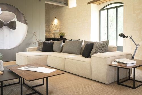 Contemporary sofa - ASATO - RALPH M. - fabric / with armrests / customizable