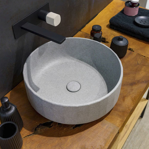 Gray washbasin - Castle Smoke - CIPI' - countertop / concrete / round