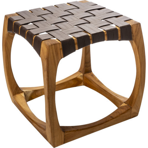 Contemporary stool - Invilla  - CIPI' - in synthetic fabric / teak base / upholstered