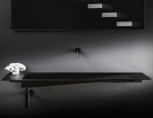 Built-in washbasin - BLADE - GRAZIANO RADIATORS - stainless steel / with counter / rectangular