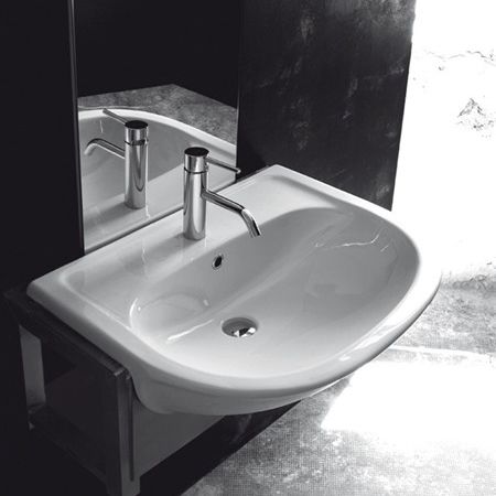 Semi-recessed washbasin - KRIO - KI & KO - ceramic / contemporary