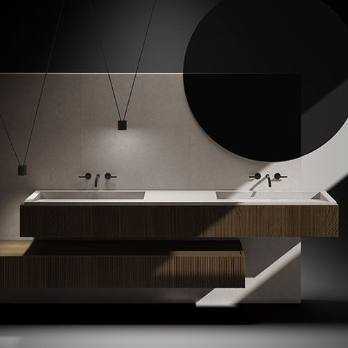 Built-in washbasin - L.28 - LIVING CERAMICS - porcelain / double / rectangular