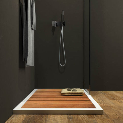 Rectangular shower base - GADO - RELAX DESIGN - above floor / teak / non-slip