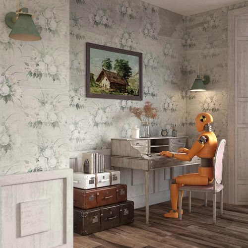 Vintage wallpaper - BETH - Tecnografica Italian Wallcoverings - cellulose fiber / nonwoven fabric / fiberglass