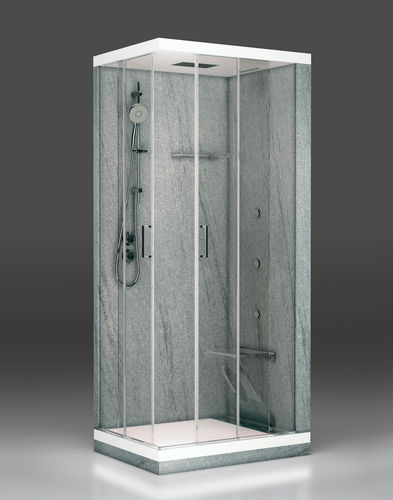Glass shower cubicle - 75-100 - THERMO DESIGN - with sliding door / rectangular / chromotherapy