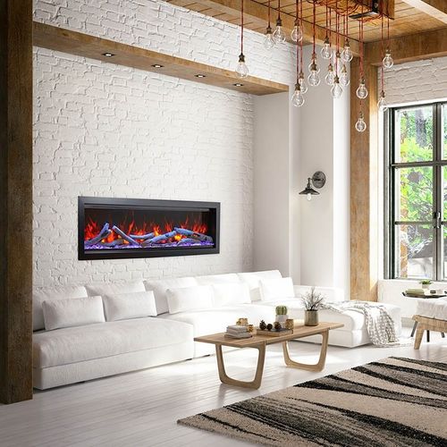 Electric fireplace - SYM-60 BESPOKE - Amantii - built-in / wall / Single-sided
