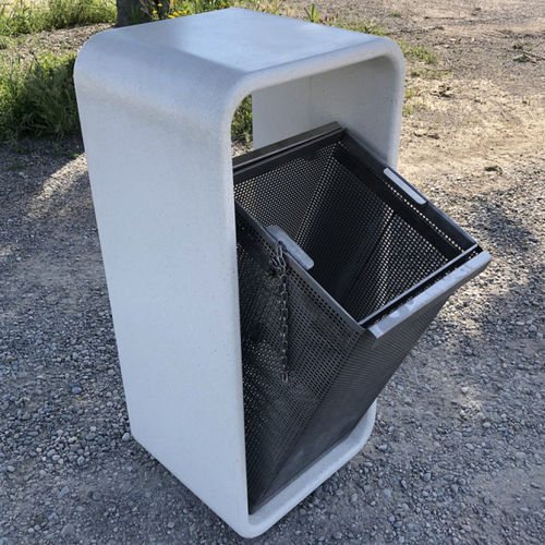 Public trash can - Clip - Mago Urban - stainless steel / concrete / hooded