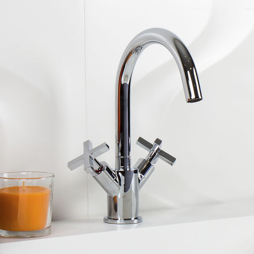 Double-handle washbasin mixer tap - 97001 - WITH2 MOREA - Grifería Clever - countertop / chrome-plated brass / bathroom