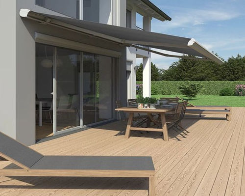 Retractable awning - Topline - Van Hoof - motorized / patio / white