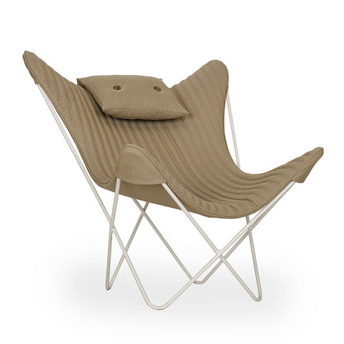 Contemporary lounge chair - KABO - ALANKARAM - leather / metal / beige