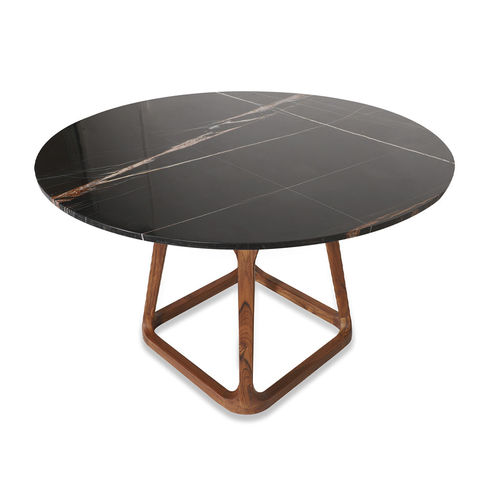 Contemporary dining table - KRUG - ALANKARAM - stone / marble / teak base