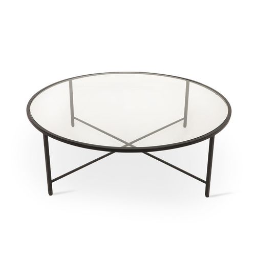 Modern table - CLARUS - ALANKARAM - glass / metal / metal base