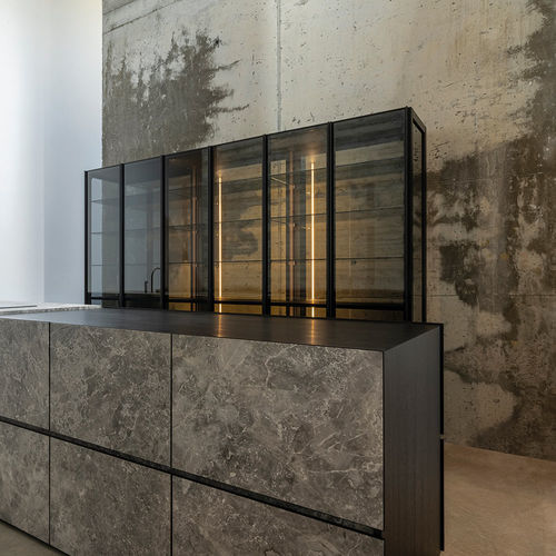 Contemporary china cabinet - M6 - Minimal Cucine - wood veneer / aluminum