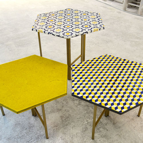 Contemporary table - exagon - Made a Mano Srl - Rosario Parrinello - lava / hexagonal
