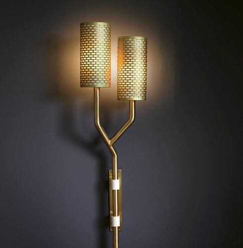Contemporary wall light - YEW - BERT FRANK - indoor / brushed brass / fabric